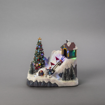 LED winter tafereel skipiste 21,5x17cm