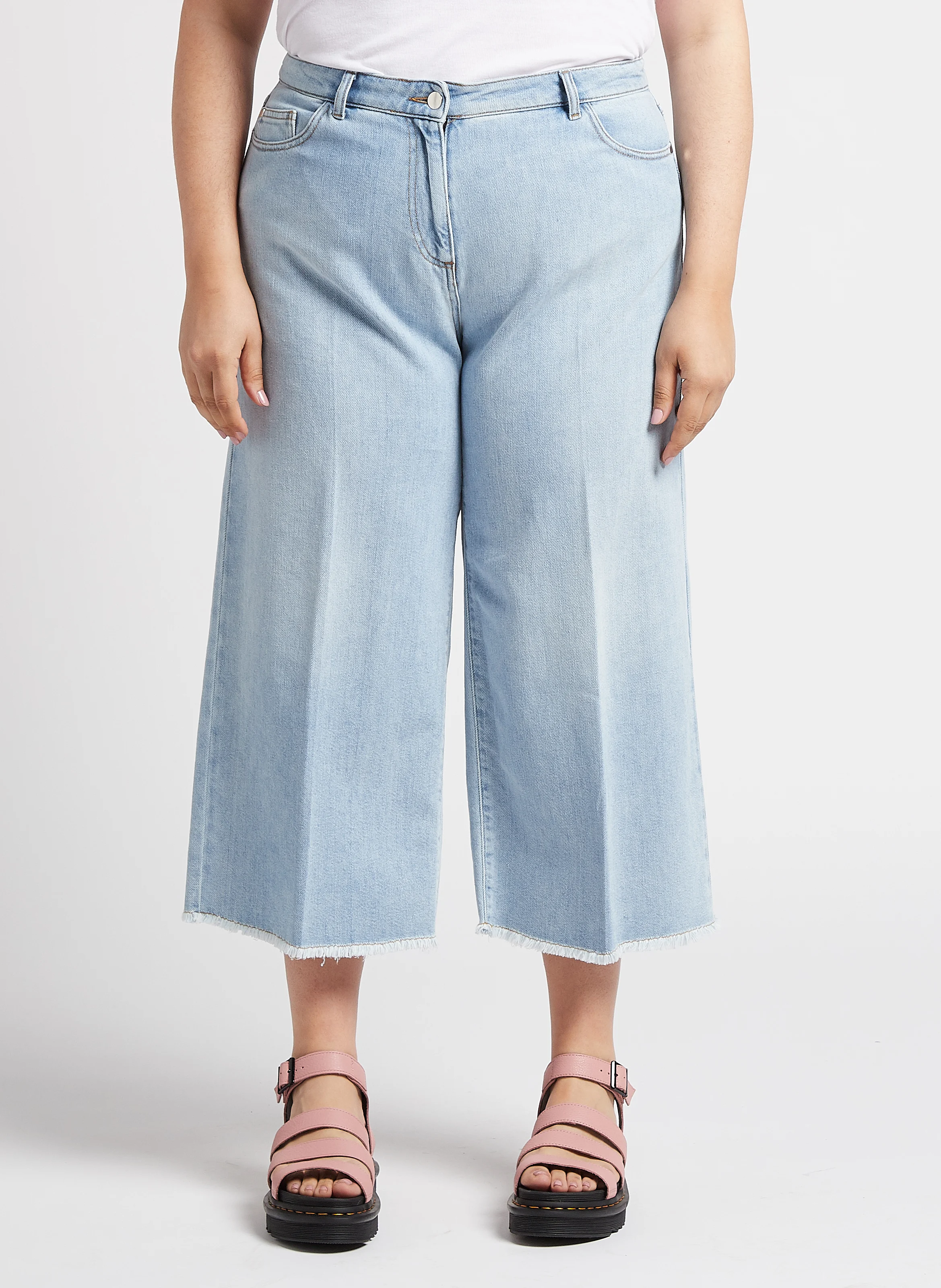 IDRA - Jean cropped en coton mélangé| Bleu
