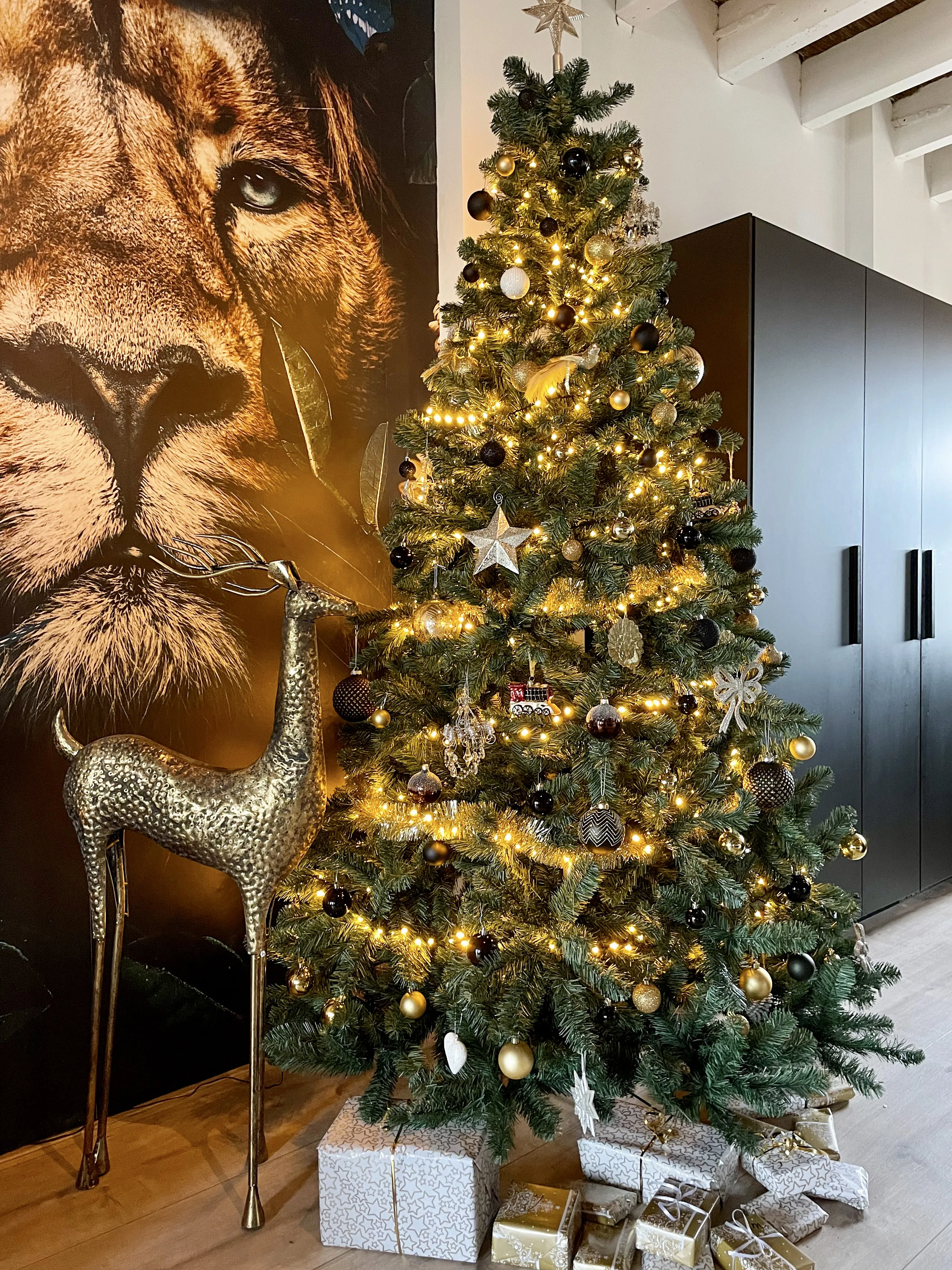Vloer kerstversiering PELLO Rendier 126 cm Goud