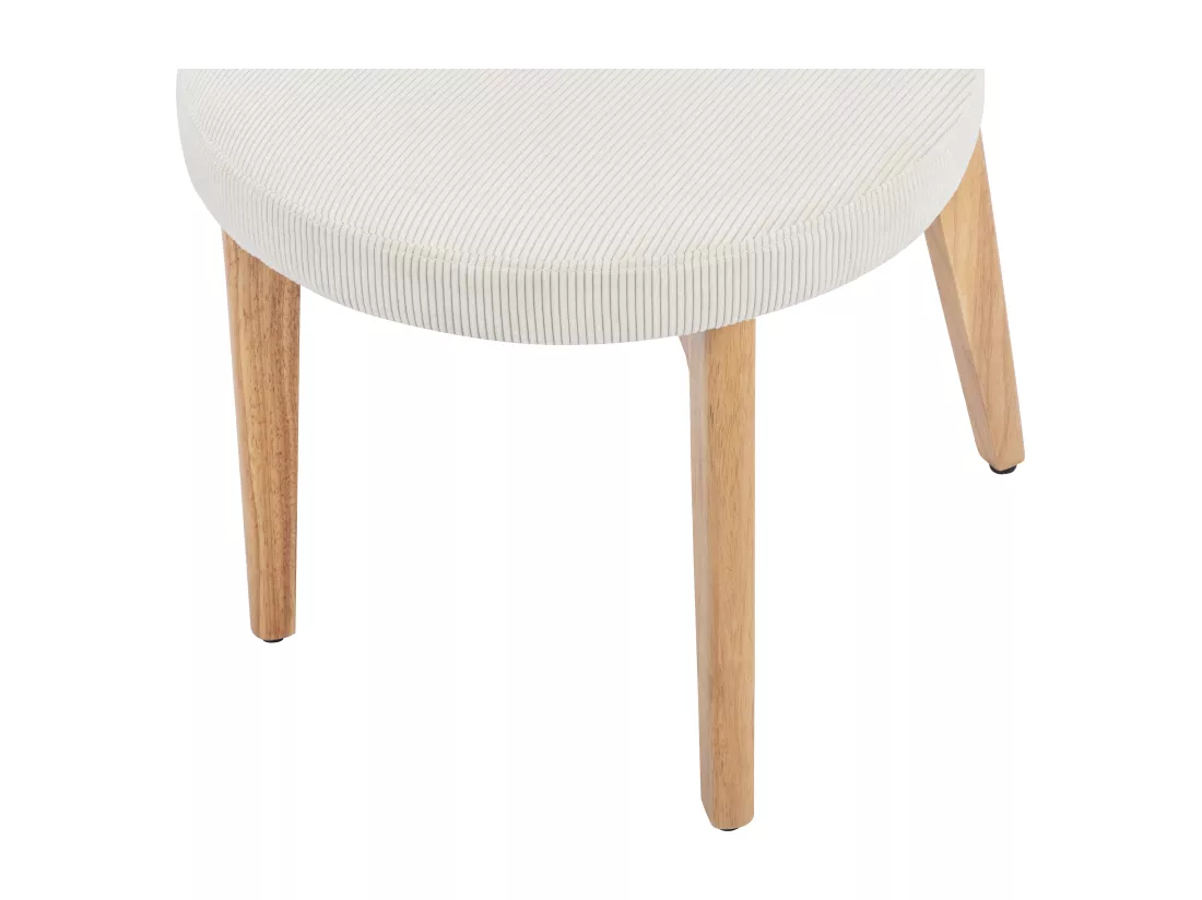 Lot de 6 chaises en velours côtelé et bois d'hévéa - Blanc - TORIEL