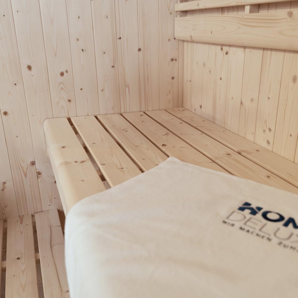 Home Deluxe - Traditionelle Sauna - Shadow M - 120 x 120 x 190 cm - für 2 Personen - hochwertiges Fichtenholz, inkl. Saunaofen, Saunazubehör I Dampfsauna Aufgusssauna Finnische Sauna Bio Sauna