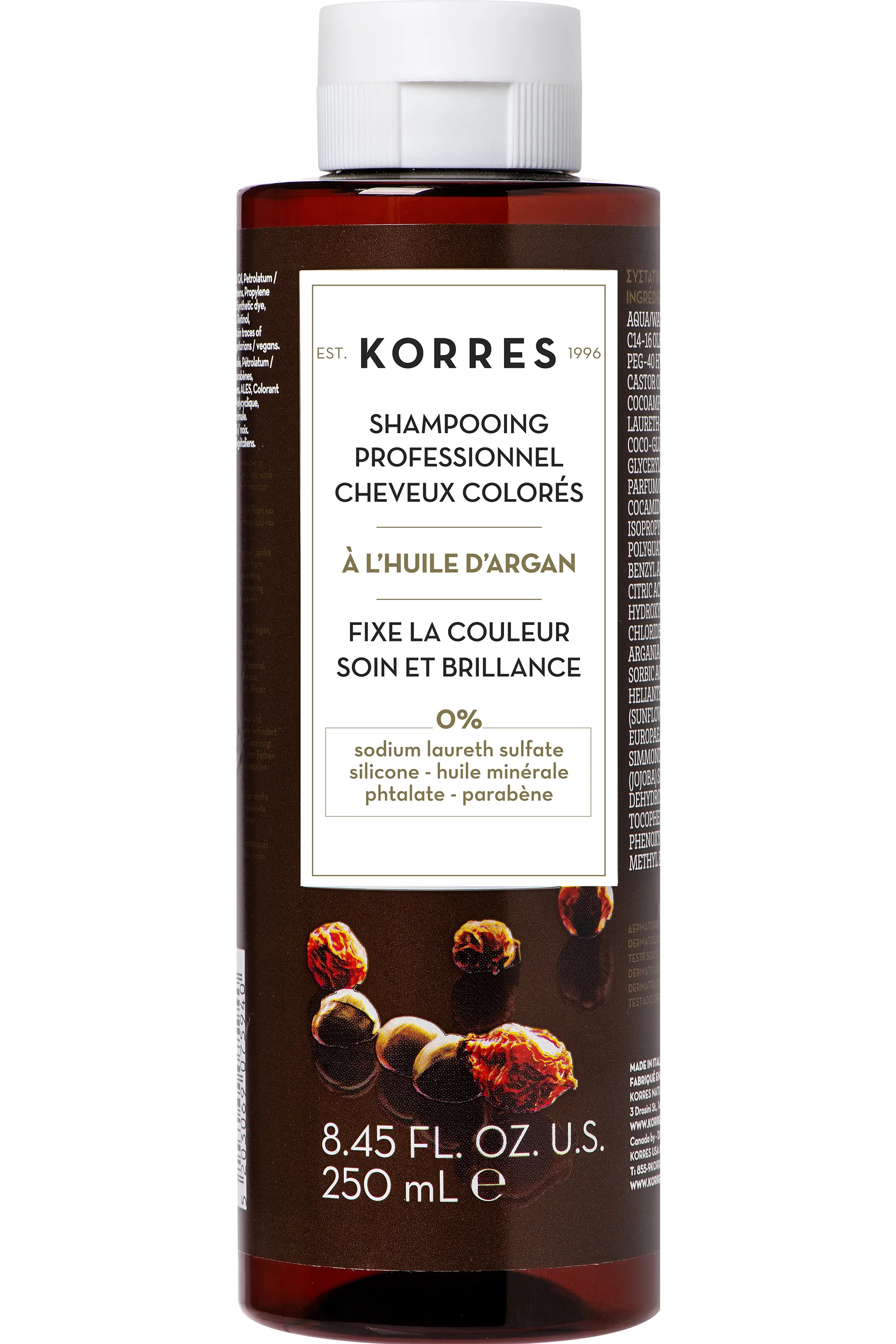 Korres Shampooing professionnel post-coloration huile d’Argan-250 ml