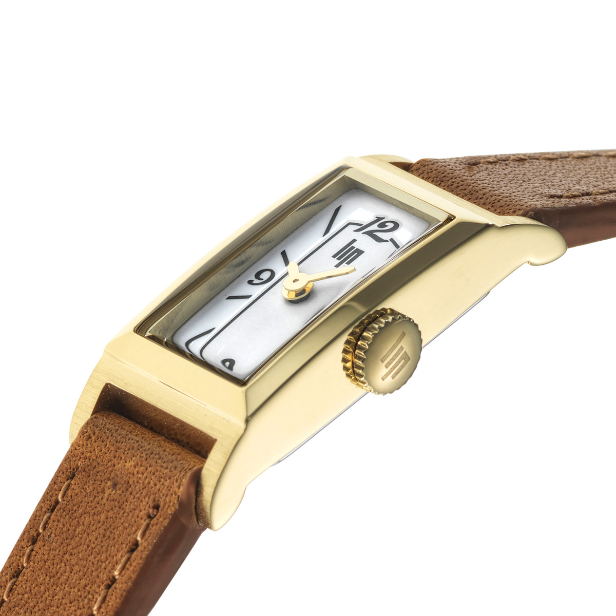 Montre LIP Churchill femme bracelet acier doré cuir marron
