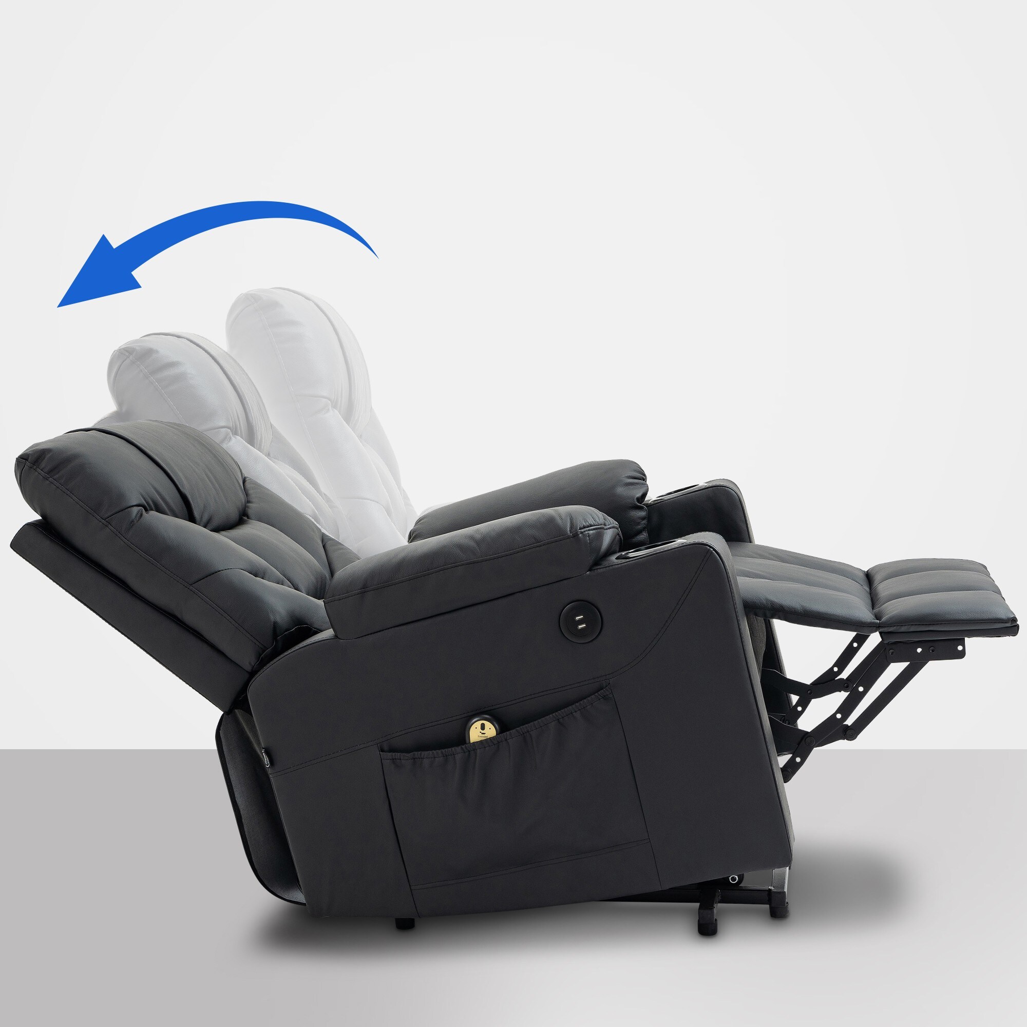 CLP Sessel Andover I Relaxsessel Elektrisch Verstellbar Mit Aufstehhilfe I Fernsehsessel Mit Liegefunktion, USB Ports Und Getränkehalter