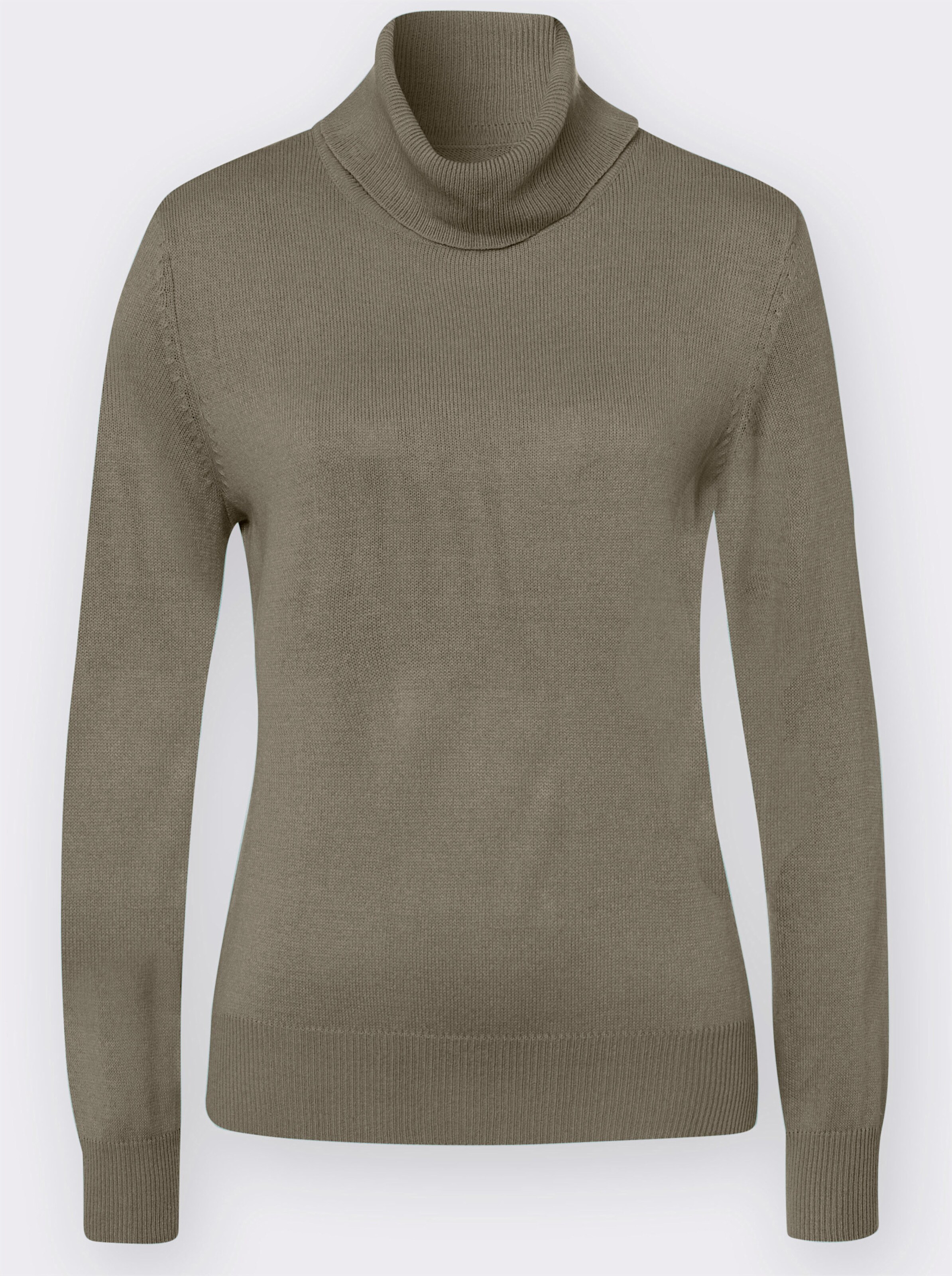 Rollkragenpullover mit Ripp-Bündchen