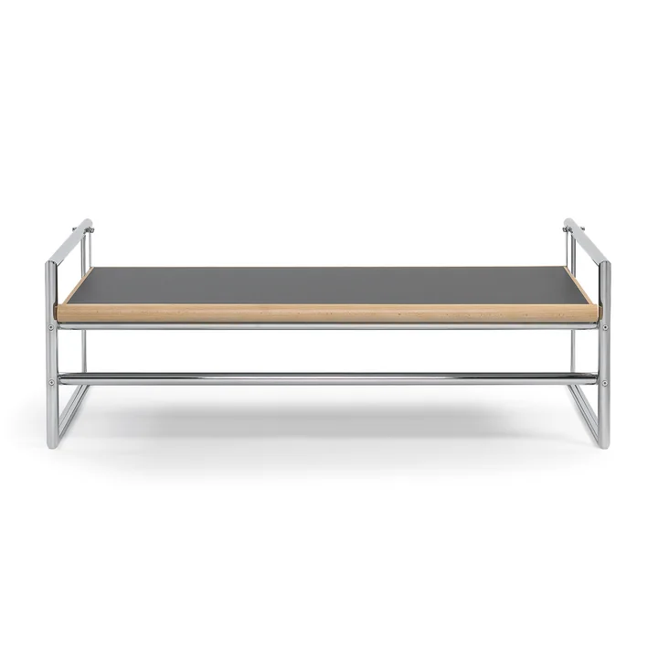 ClassiCon - Menton Beistelltisch, drehbar, Buche natur / Chrom / Linoleum schwarz / grau
