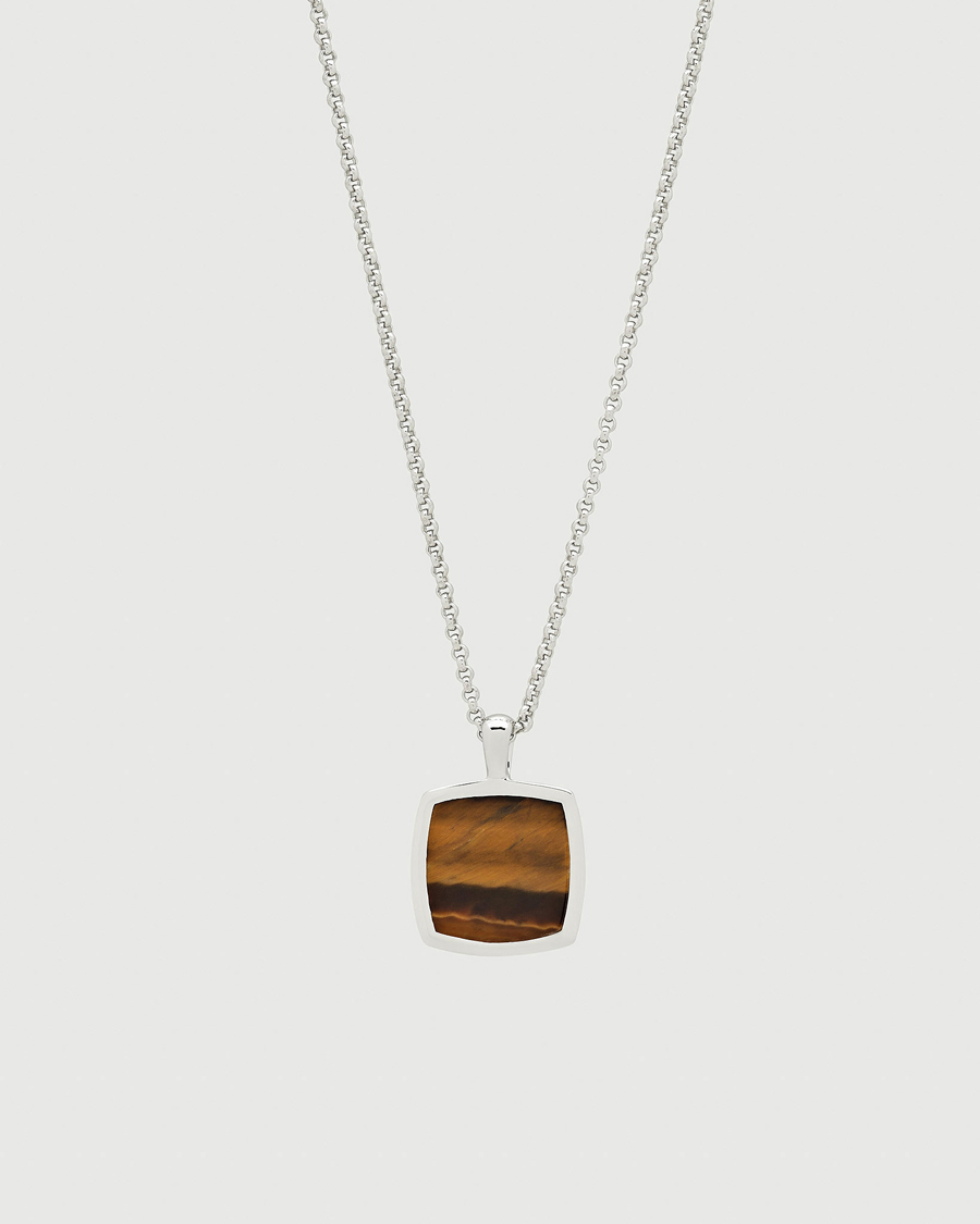 Tom Wood Cushion Pendant Tiger Eye Silver