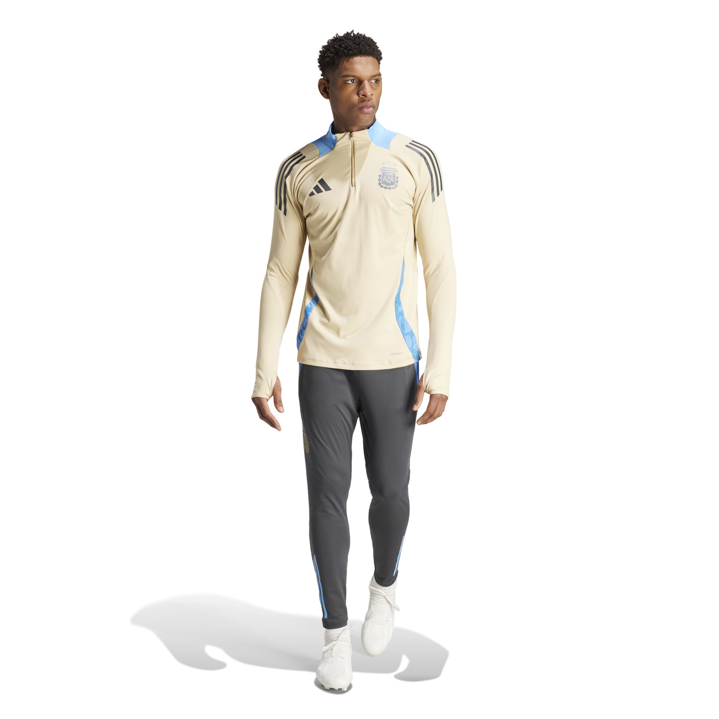 Adidas Argentinië Trainingstrui 1/4-Zip 2024-2026 Beige Lichtblauw Donkergrijs