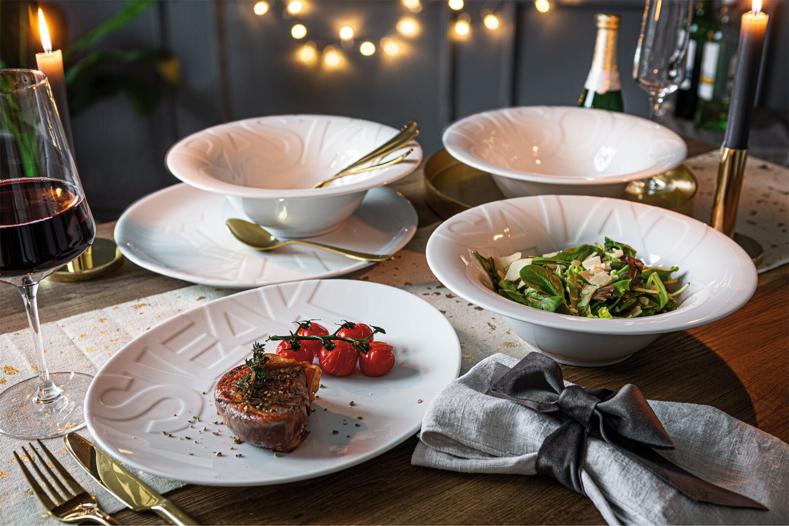 CreaTable Pizzateller GOURMET 32 cm Porzellan weiß
