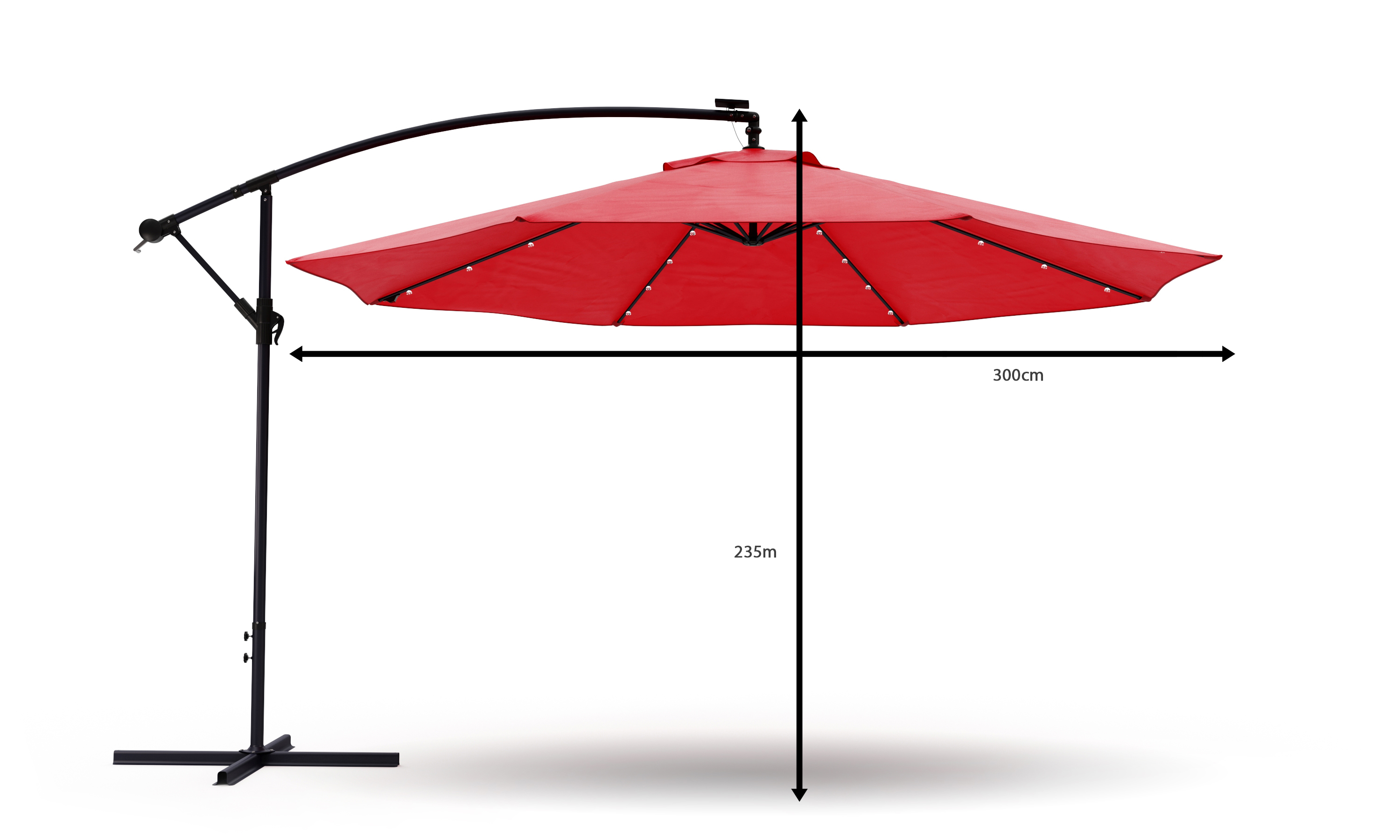 Sonnenschirm Ampelschirm BAY mit LED 300 cm rot