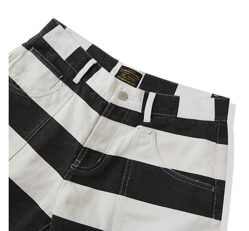 OKONKWO - Gestreepte canvas shorts