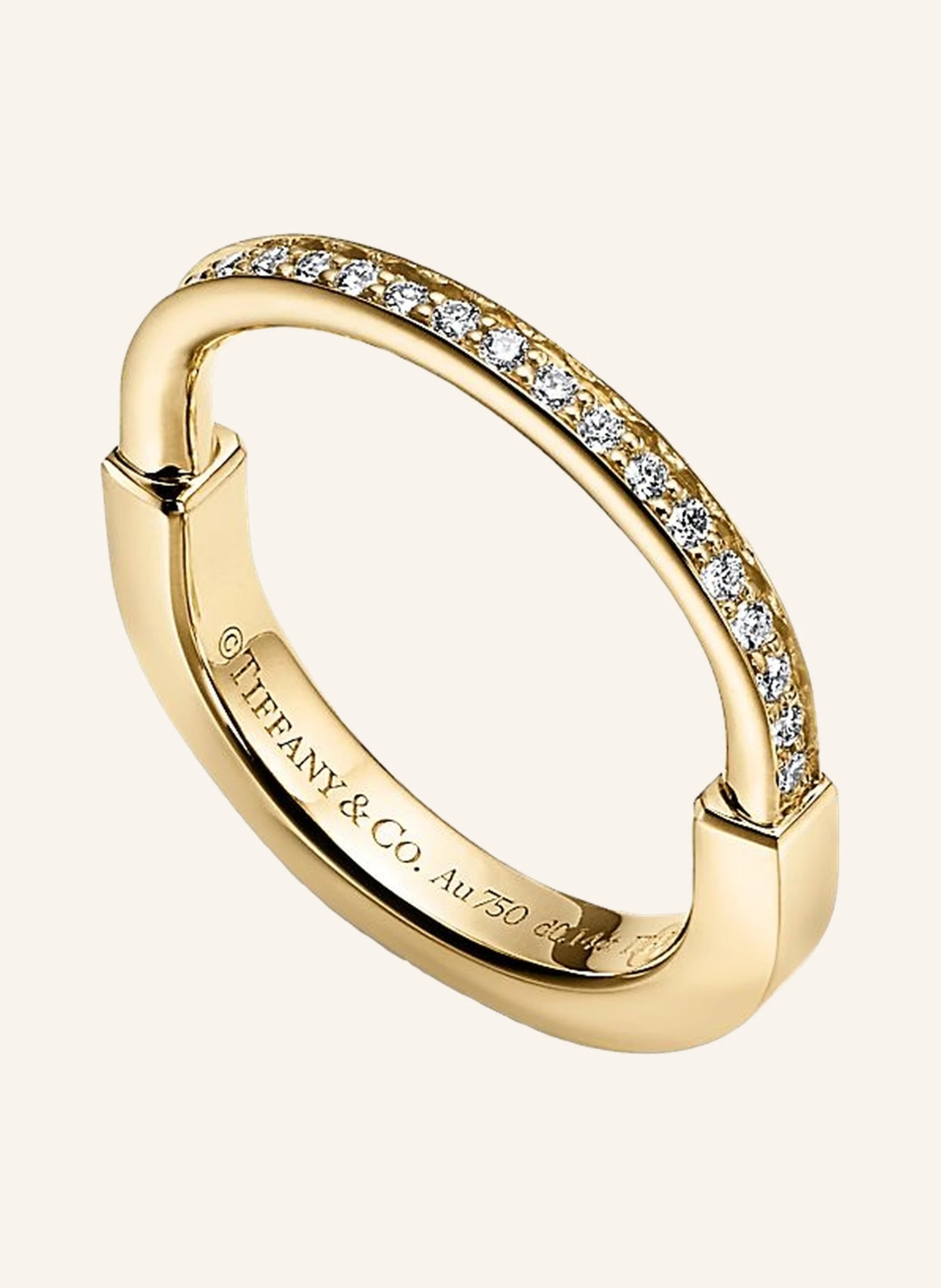 TIFFANY & Co. Tiffany Lock RING aus 18 Karat Gelbgold mit Diamanten im runden Brillantschliff