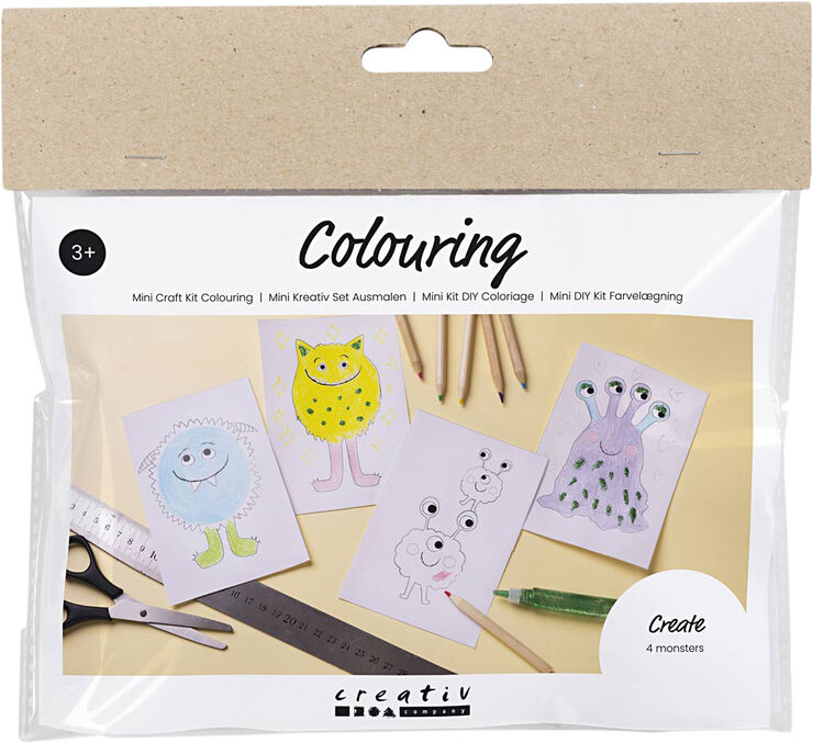 Creativ Company Mini DIY Kit Farvelægning, Monster,