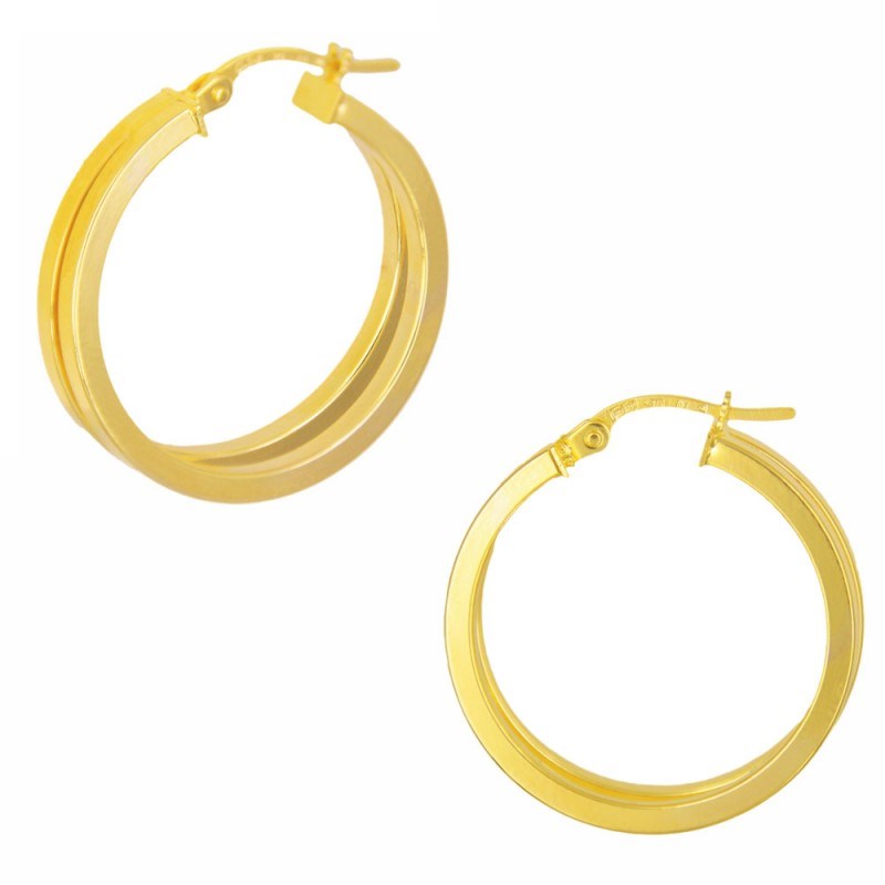 Boucles d'Oreilles Créoles Or Jaune - Doubles
