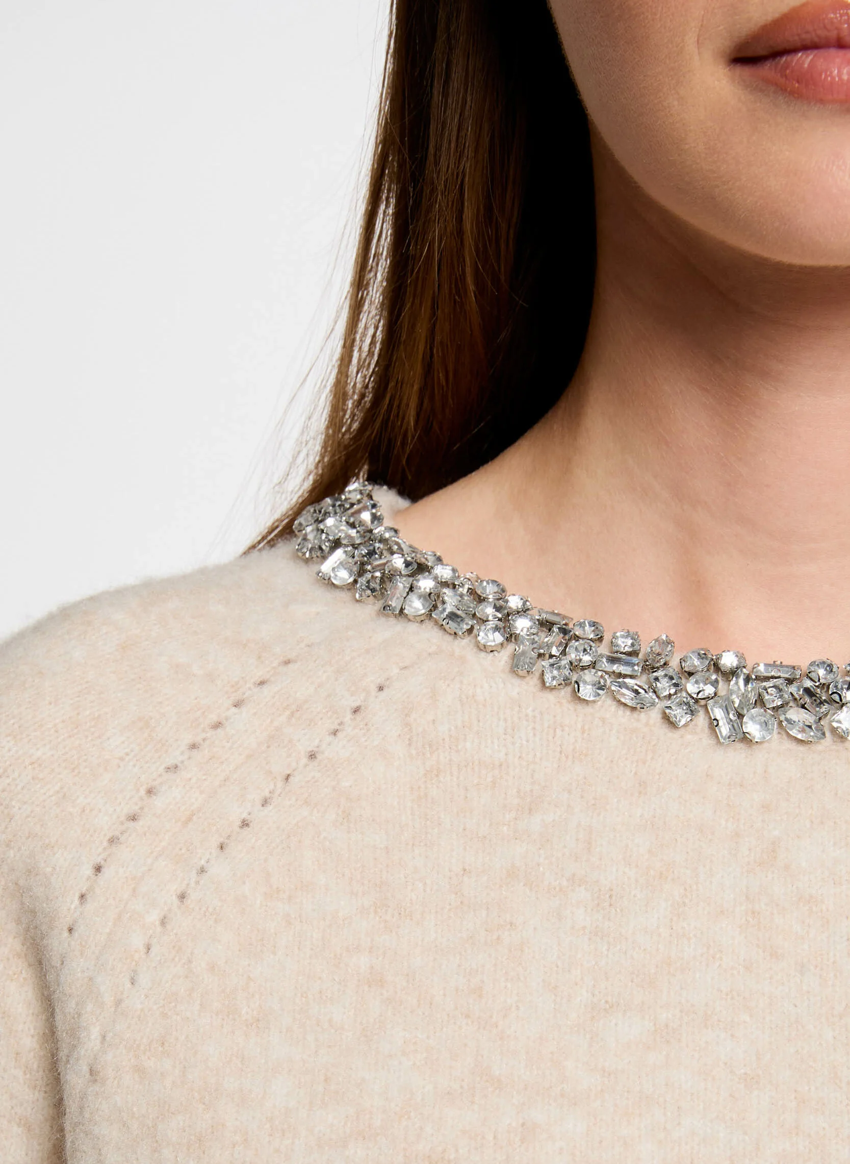 MPERLE - Pull col rond| Beige