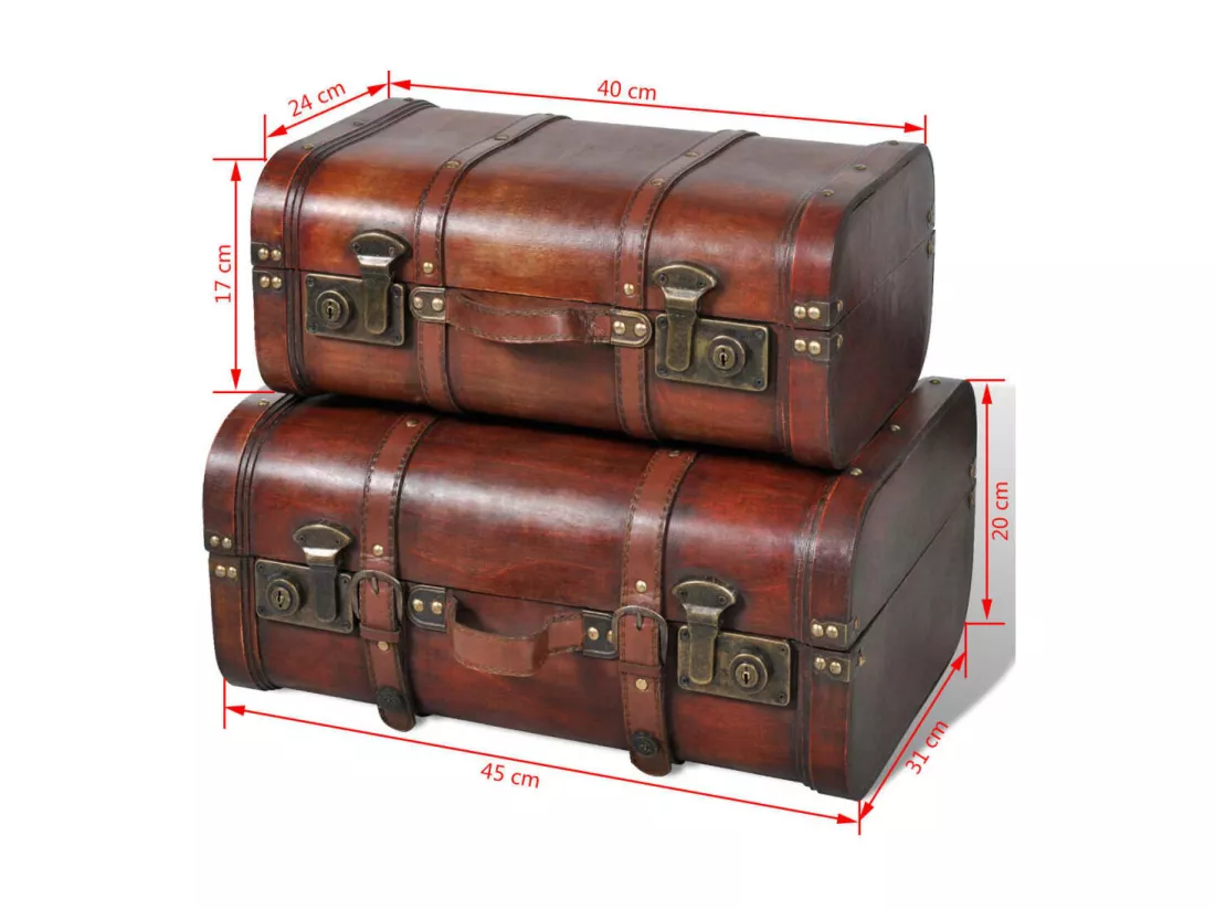 Coffre de rangement vintage Bois Marron 2 pcs
