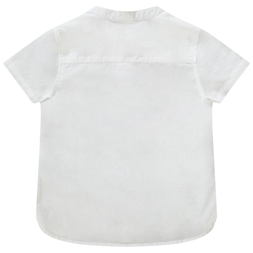 Chemise manches courtes uni col mao pour bébé garçon - Blanc