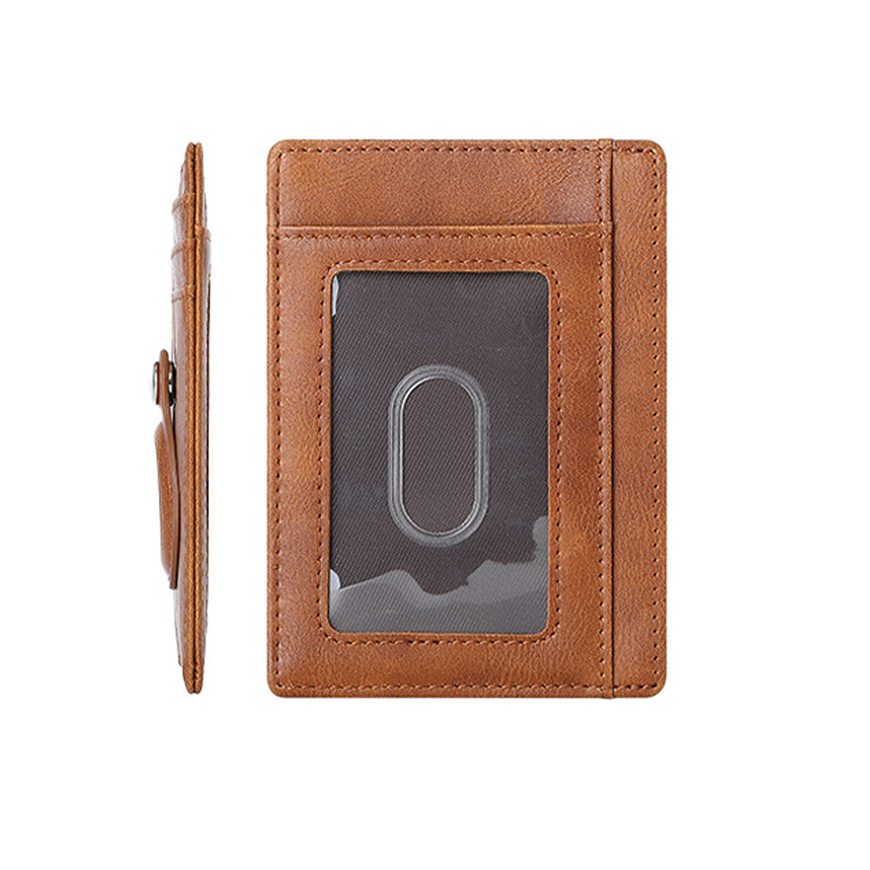 (11.5x8.2x1.3cm) Apple AirTag Wallet Mini Kreditkarten Portemonnaie Leder Etui Geldbörse - Braun