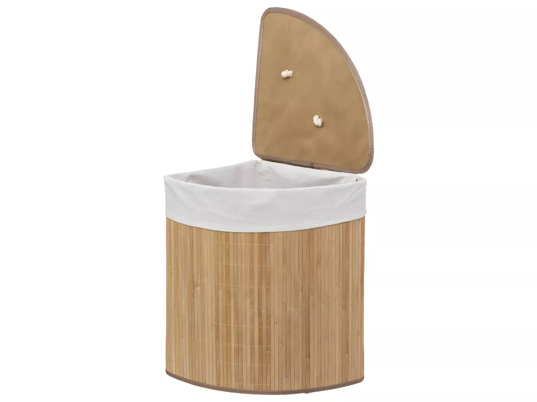 Panier à Linge d'angle 48L en Bambou L 35 x P 35 x H 50 cm