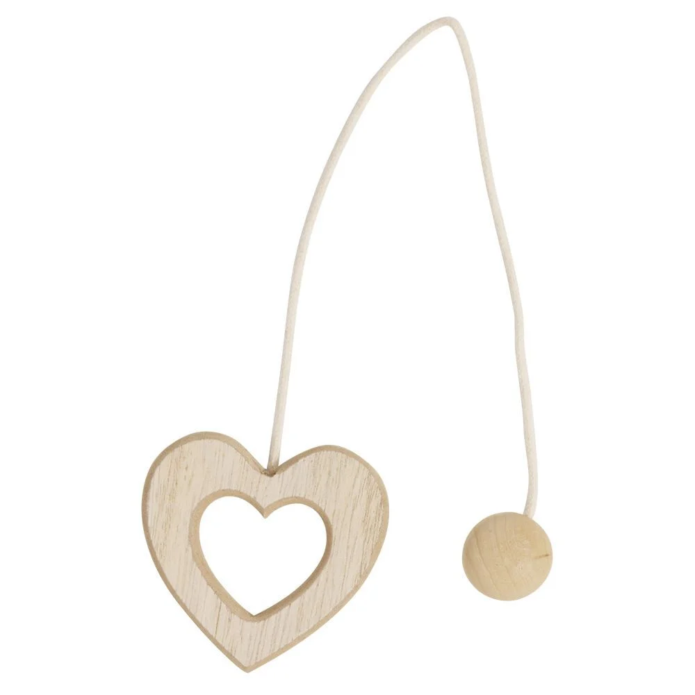 Embrasse aimantée forme coeur bois naturel