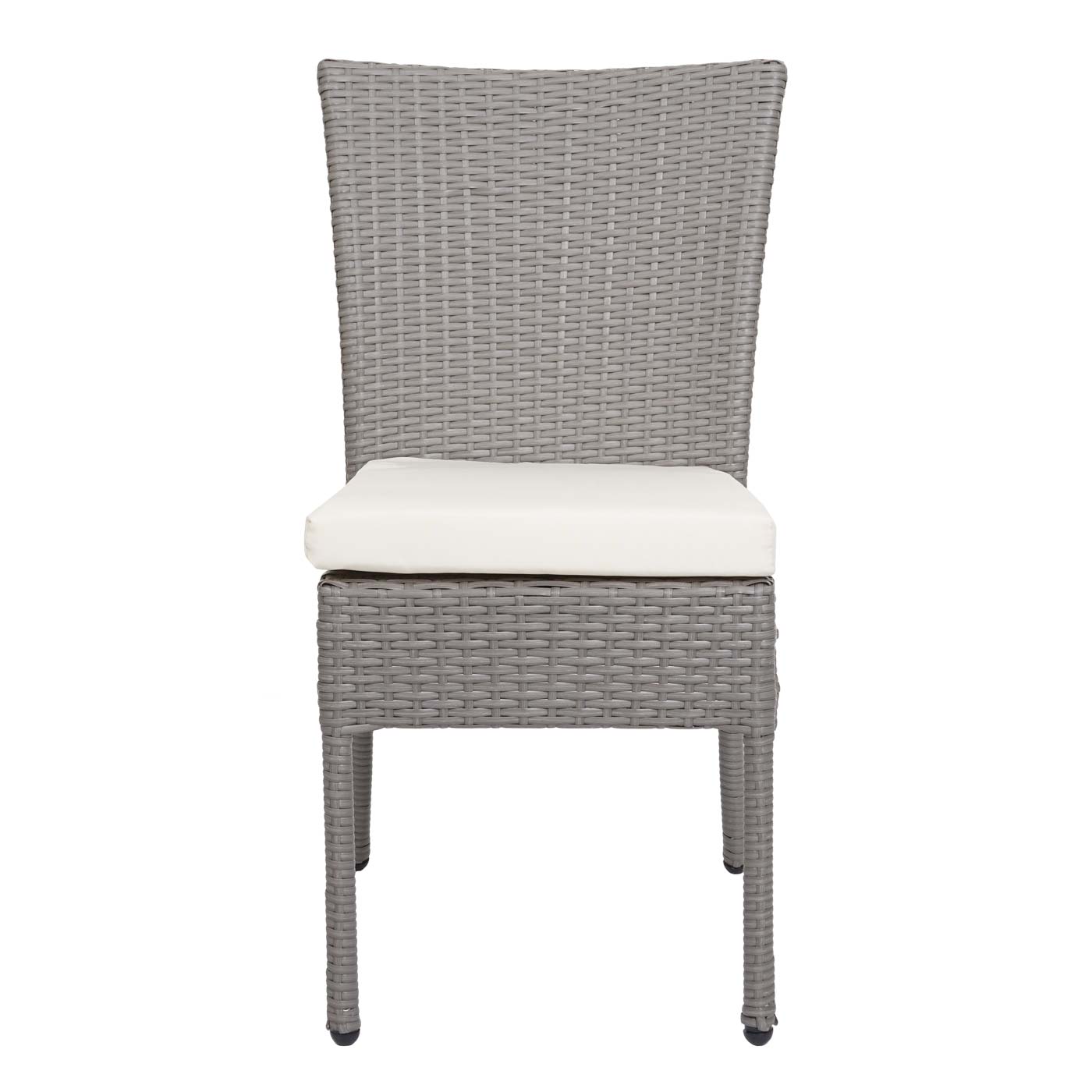 2er-Set Poly-Rattan Stuhl MCW-G19, Balkonstuhl Gartenstuhl, stapelbar ~ grau, Kissen creme
