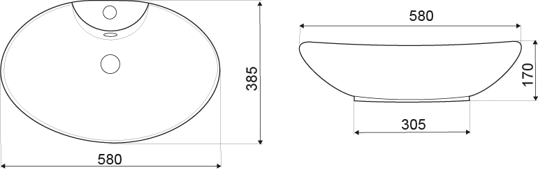 Kerra KR 139 BLM waskom ovaal 58x38,5cm zwart