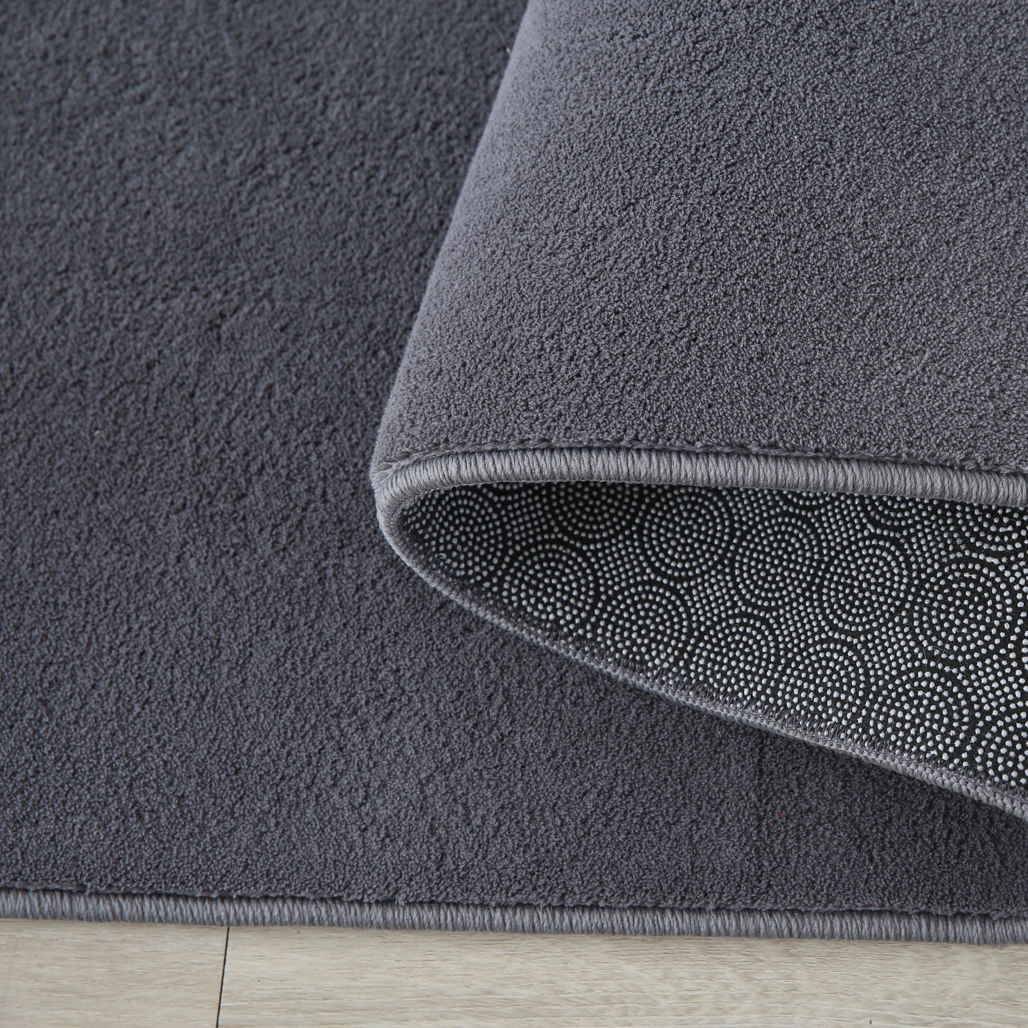 Waschbarer Runde Teppich, Kurzflor Flauschig Weich, Einfarbig, Felloptik, Soft