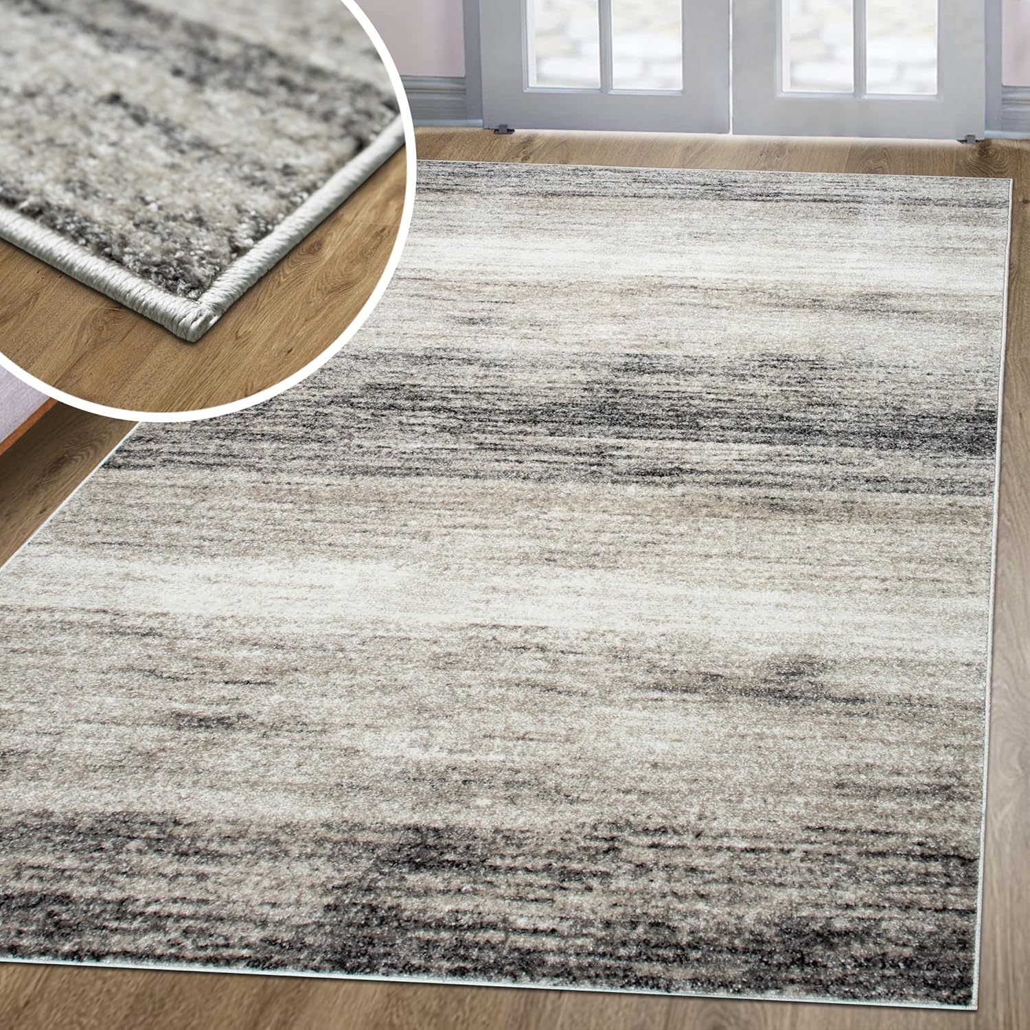 oKu-Tex Bettumrandung Set 3-teilig [67x340 cm | 2 mal 67x140 cm] Beiger Bettvorleger, meliert - weicher Kurzflor pflegeleicht - Bettvorleger Schlafzimmer - Modernes meliertes Design - Deutsche Marke