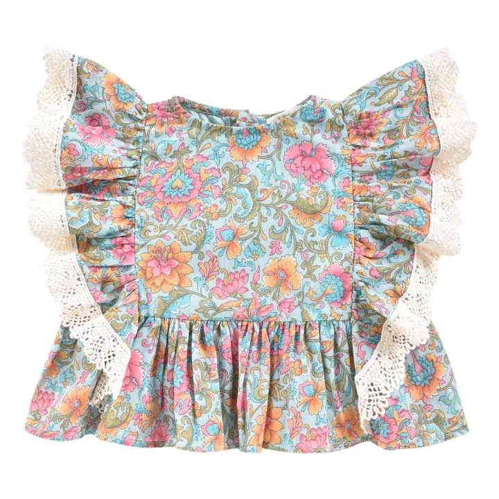 Louise Misha Blouse Ines Fleurie | Bleu Vert