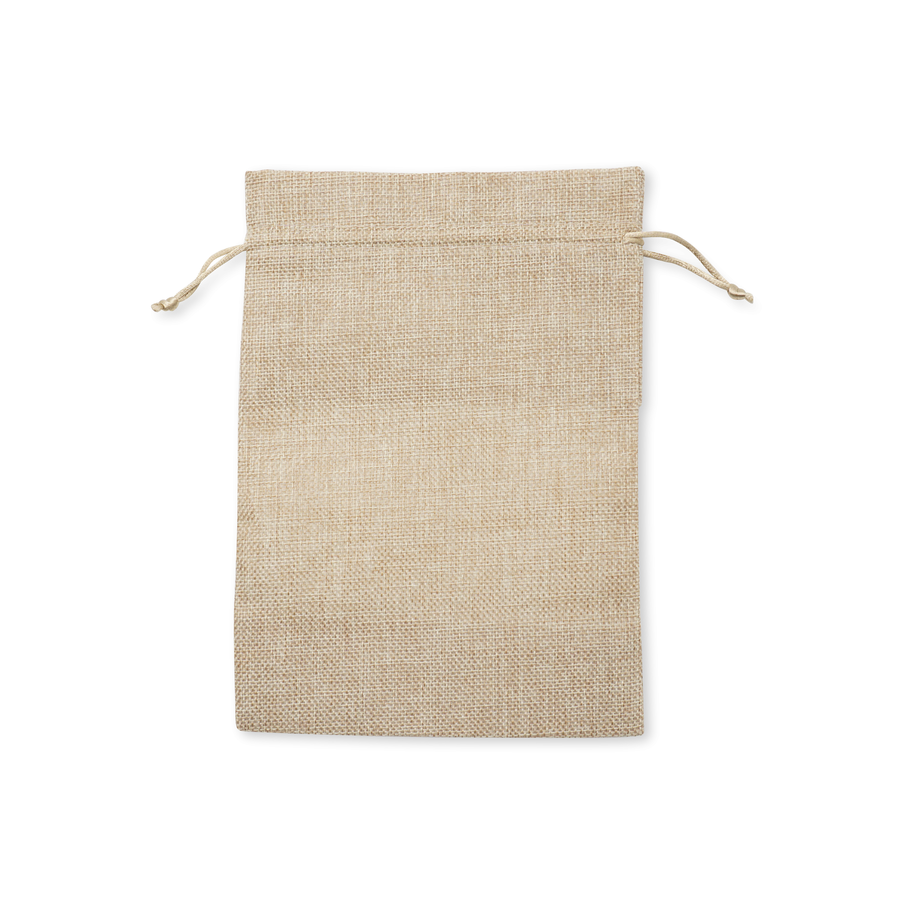 (10er Set) 18x13cm Jute Geschenk Beutel Gift Bag mit Kordelzug / Sichtfenster - Natur
