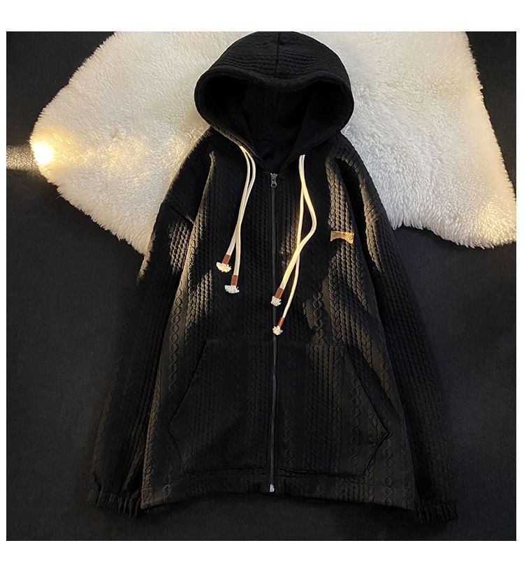 Bolgivy - Hoodie met rits en reliëfapplicatie