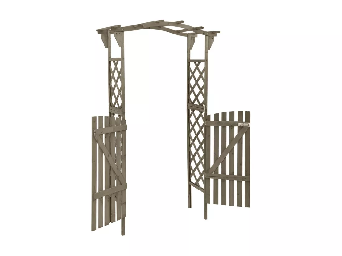 Pergola avec portail 116x40x204 cm Gris Bois de sapin massif