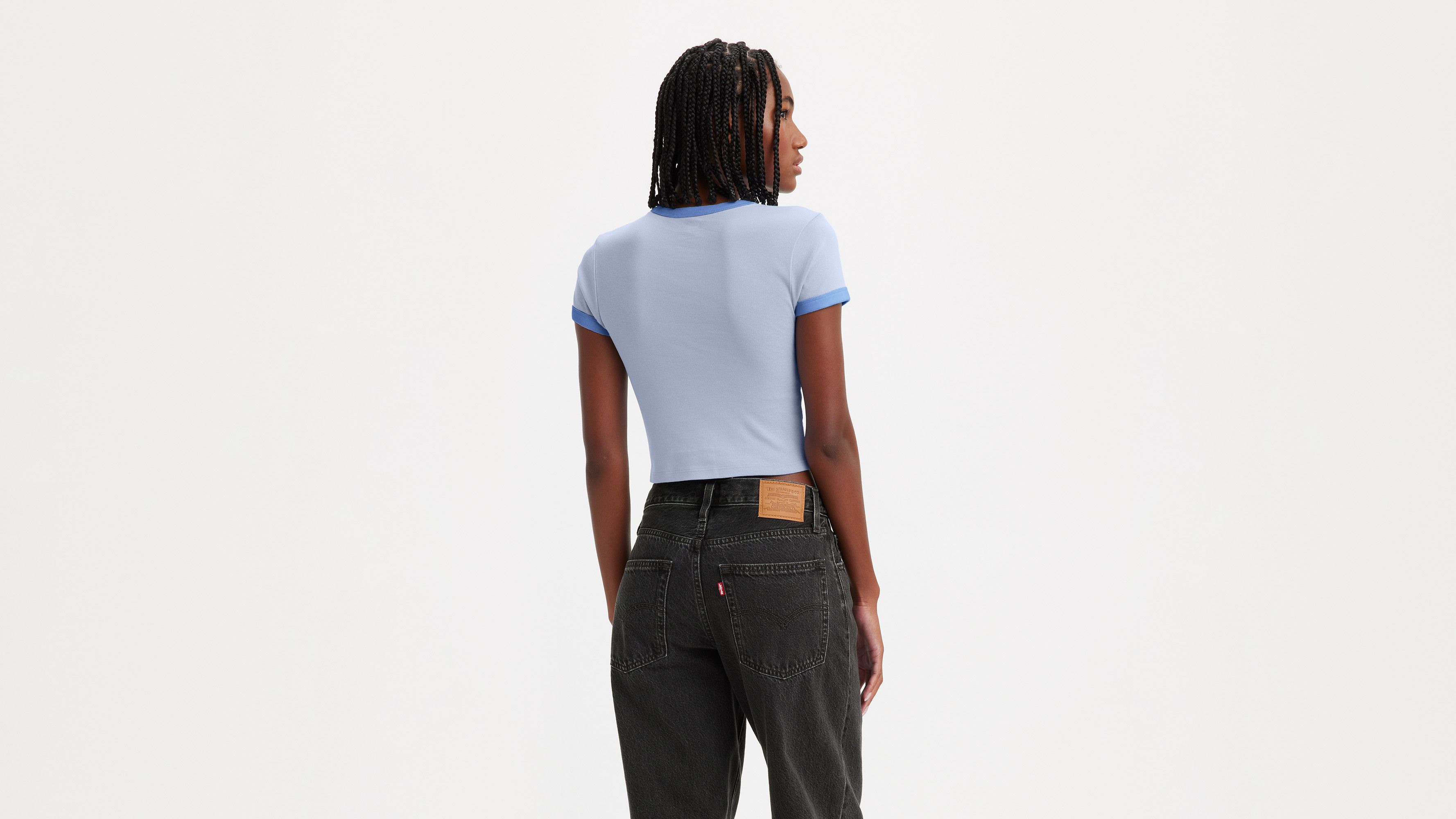 T-shirt graphique Ringer Mini - Mini Batwing Scenic Brunnera Blue - Bleu