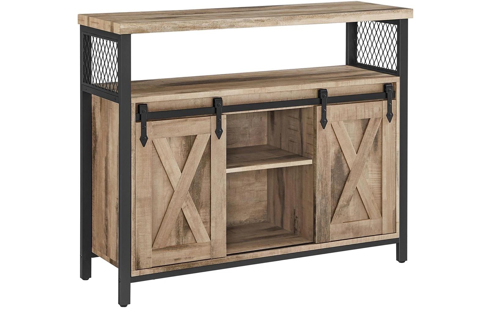 Kommode 100 x 80 cm, Braun/Schwarz<br>Aufbewahrungsschrank mit Schiebetüren