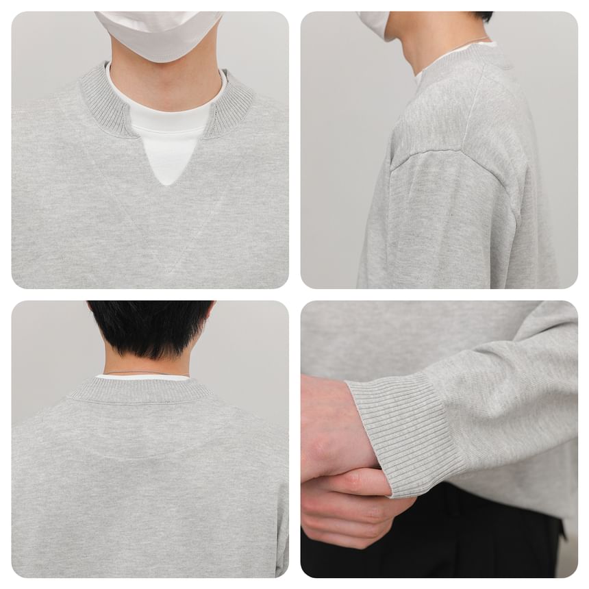 Remeefa - Top met lange mouwen en ronde hals, tweedelig gebreid