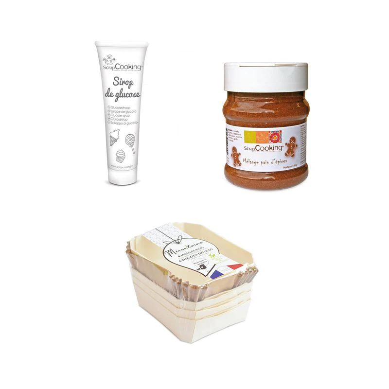 Coffret mini pain d'épices 4 moules bois individuels Scrapcooking