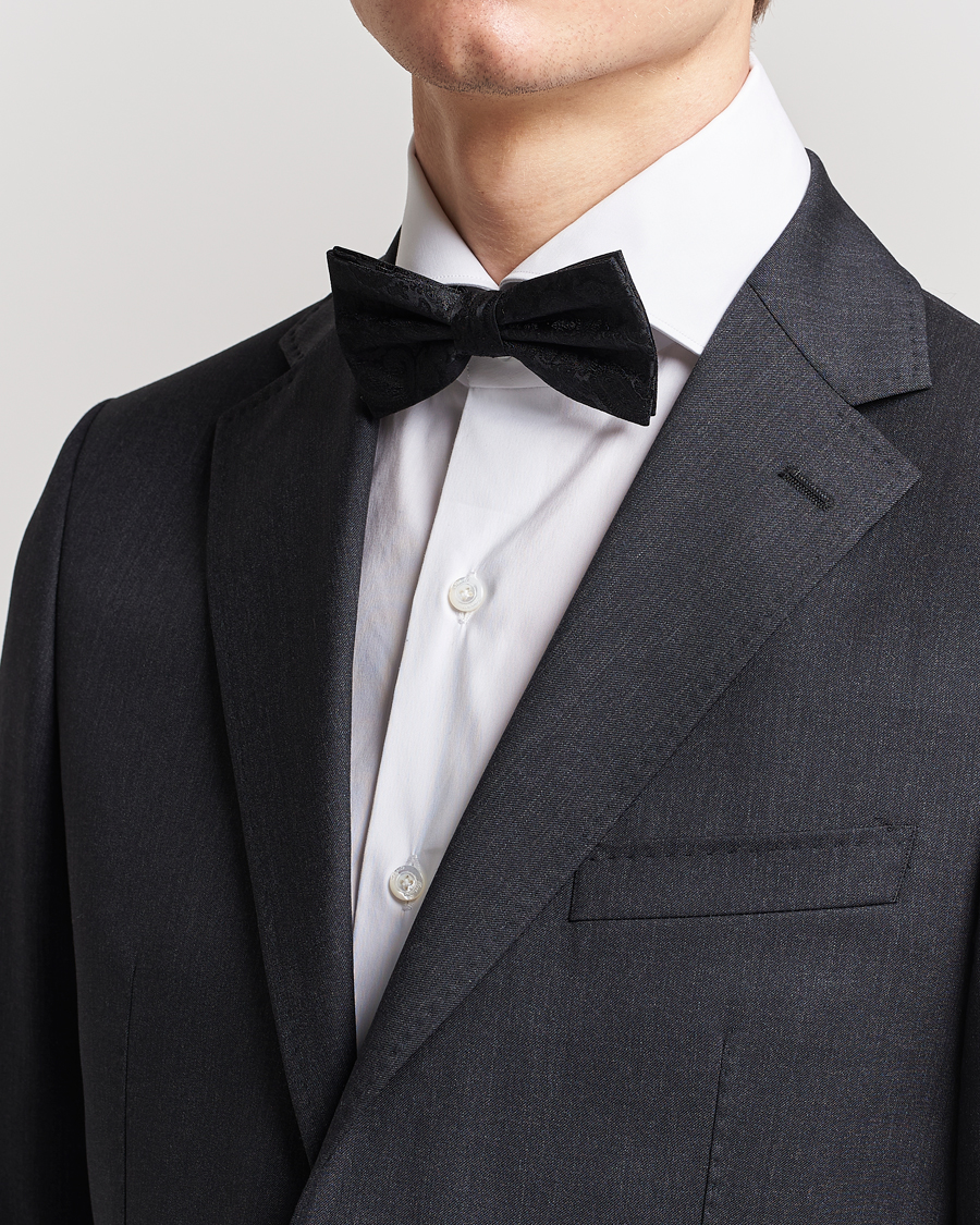 Amanda Christensen Tonal Paisley Pre Tie Silk Black