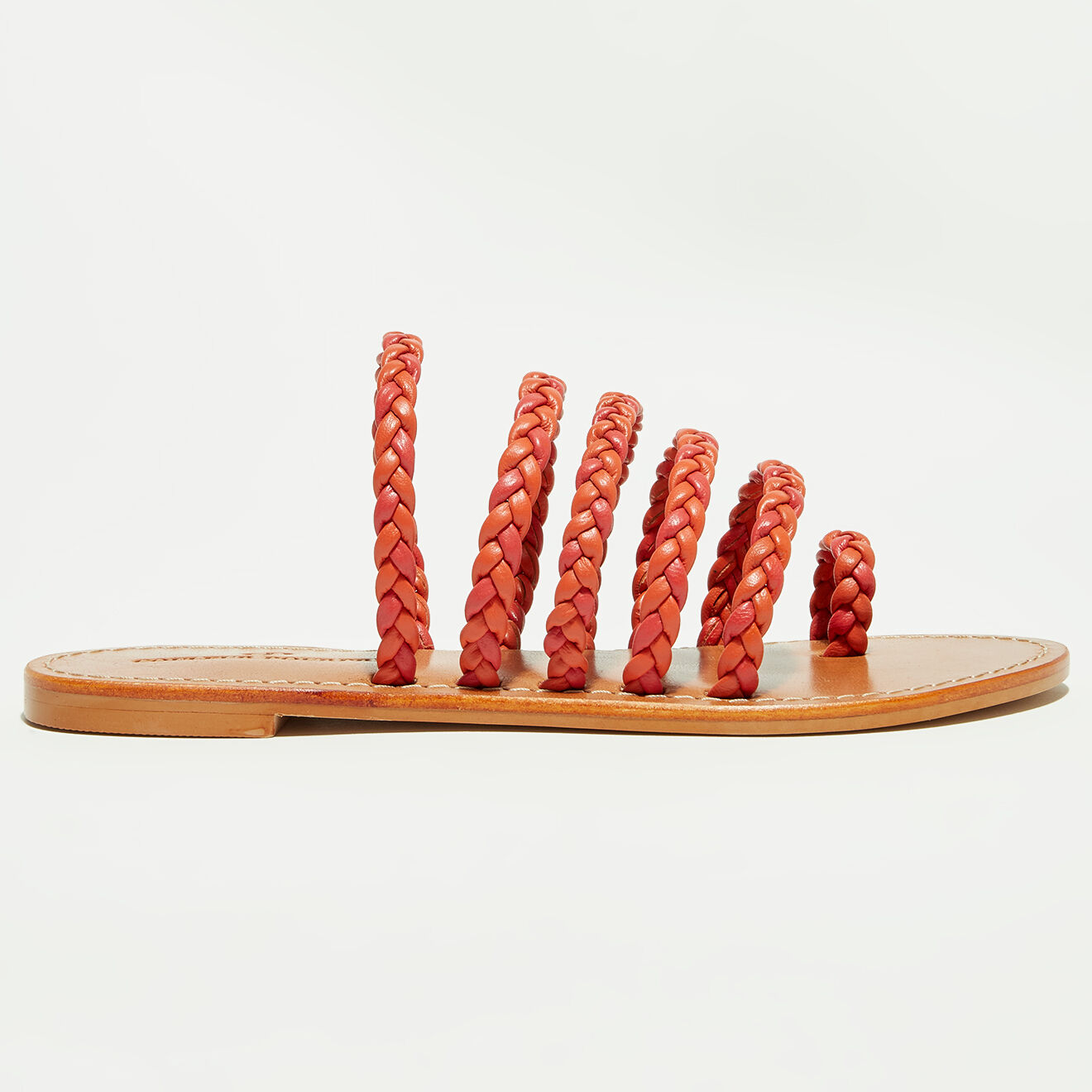 Couleur Pourpre Mules en Cuir Tia orange