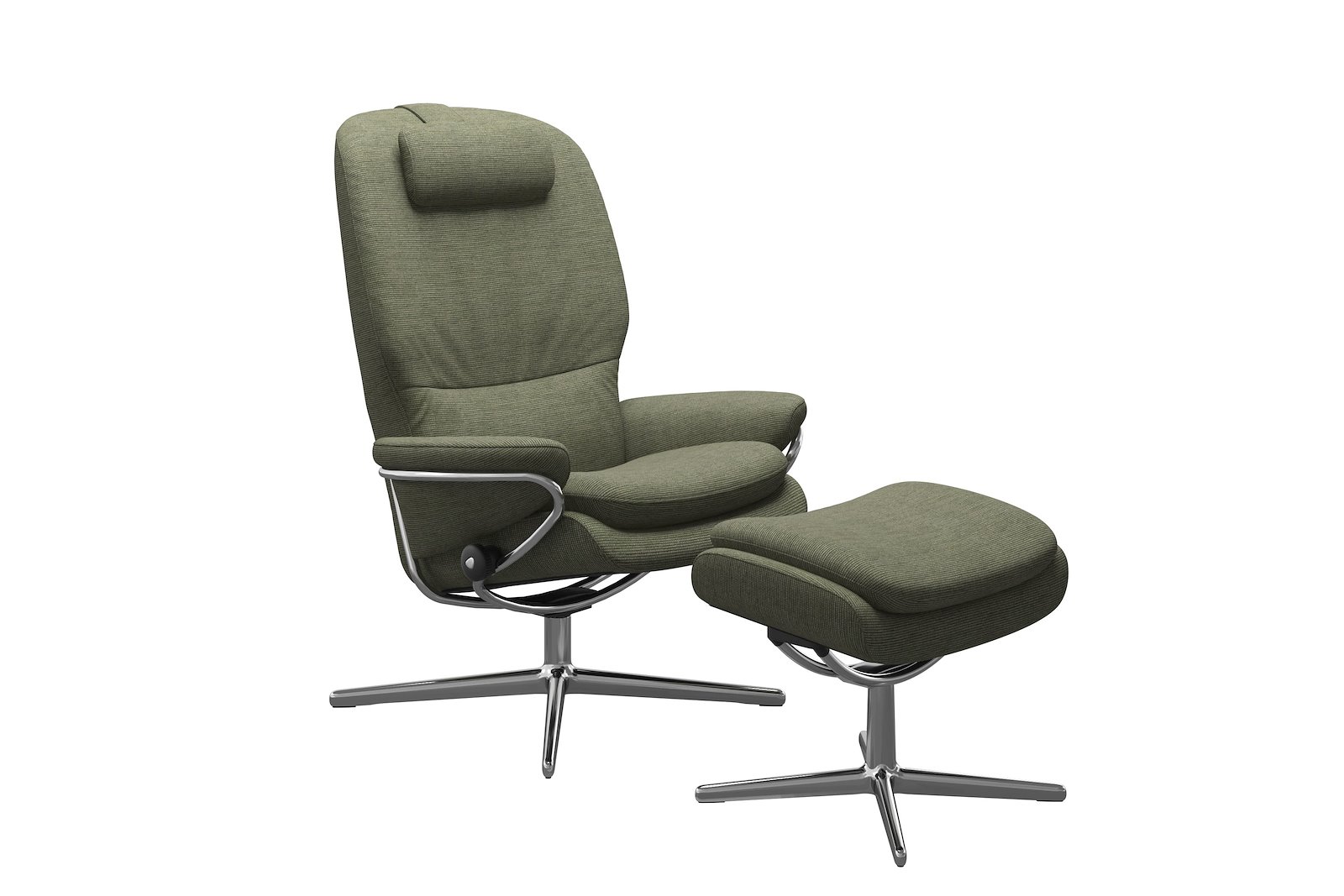 Rome lenestol m/krakk Tekstil Jasmine Dark Green - Cross - Chrome