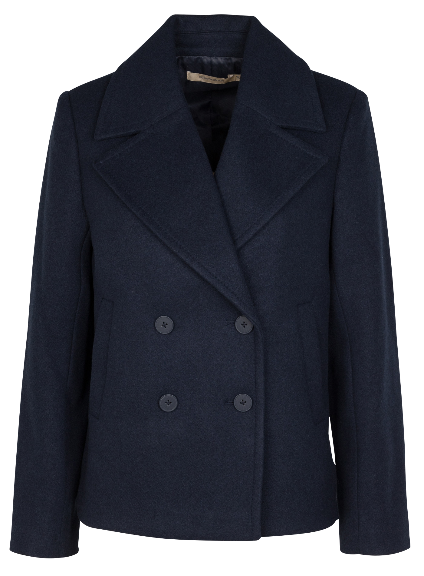 Manteau droit à col tailleur | Bleu