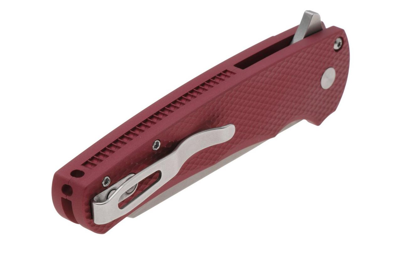 Pro-Tech Malibu 5405-LTD-RED, Stonewashed CPM MagnaCut, Reverse Tanto, Polished Clip, Red Textured Aluminium, zakmes