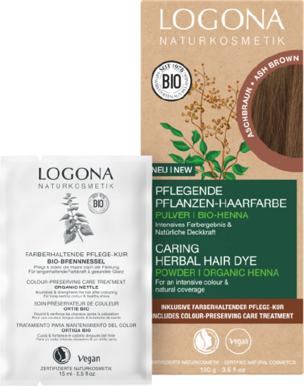LOGONA  Pflanzen-Haarfarbe Pulver Aschbraun, 100 g