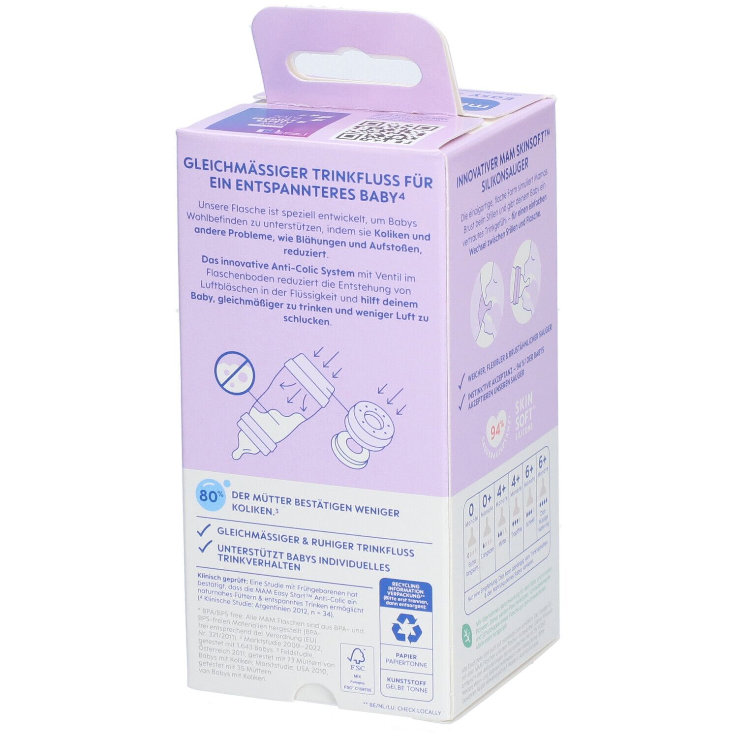 MAM Babyflasche Easy Start Anti-Colic, von Geburt an, lila