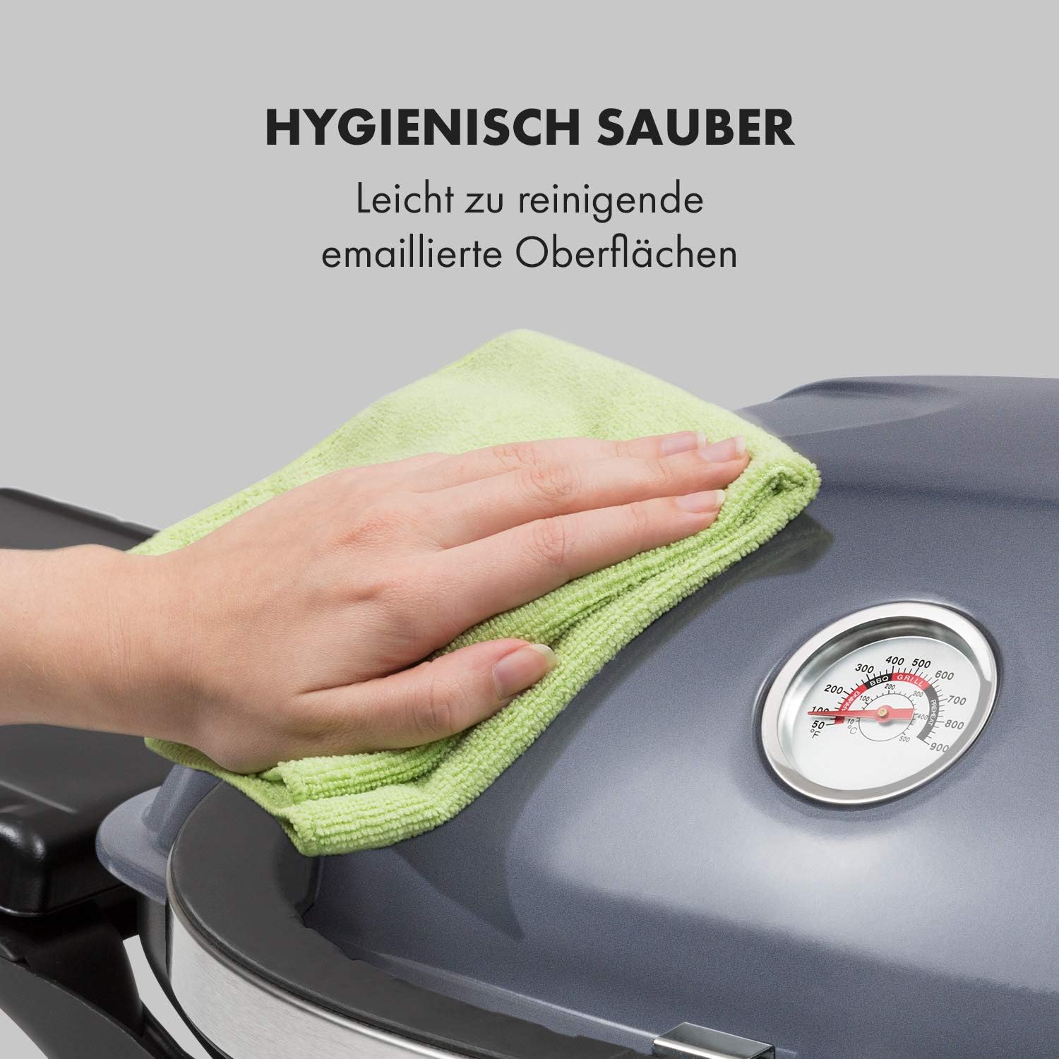 Klarstein Parforce Duo Gasgrill BBQ-Gasbrenner (4,4 kW, 2 x Brenner, Gastyp: Butan/Propan, Verbrauch: 363 g/h, 15000 BTU, 300 °C, elektrische Zündung, abnehmbare Seitenteile, Deckel) grau