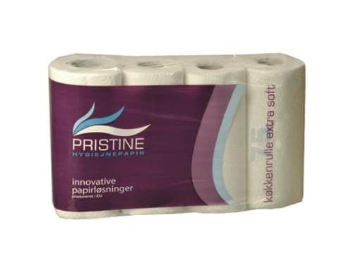 Køkkenrulle Pristine Extra Soft 2-lag Ø10.5cm L18mxB23cm Nyfiber Hvid,8 pk x 4 rl/krt