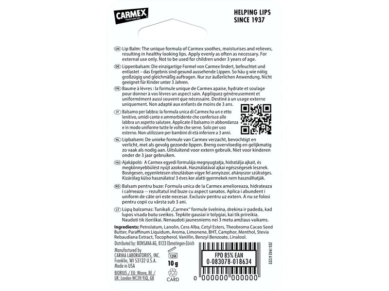 Carmex Lippenpflege Tube Peach Mango 10 g Lippenpflege bietet langanhaltende Feuchtigkeit und Schutz