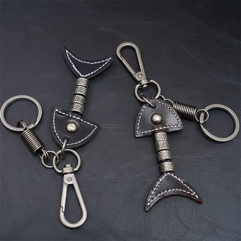 BABLIBU - Sleutelhanger met vis van echt leer