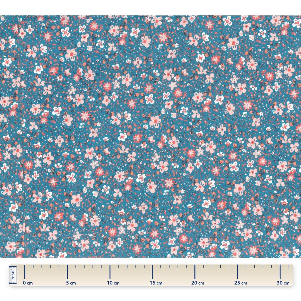 Tissu Coton Au Mètre Fleuri Nude Ardoise