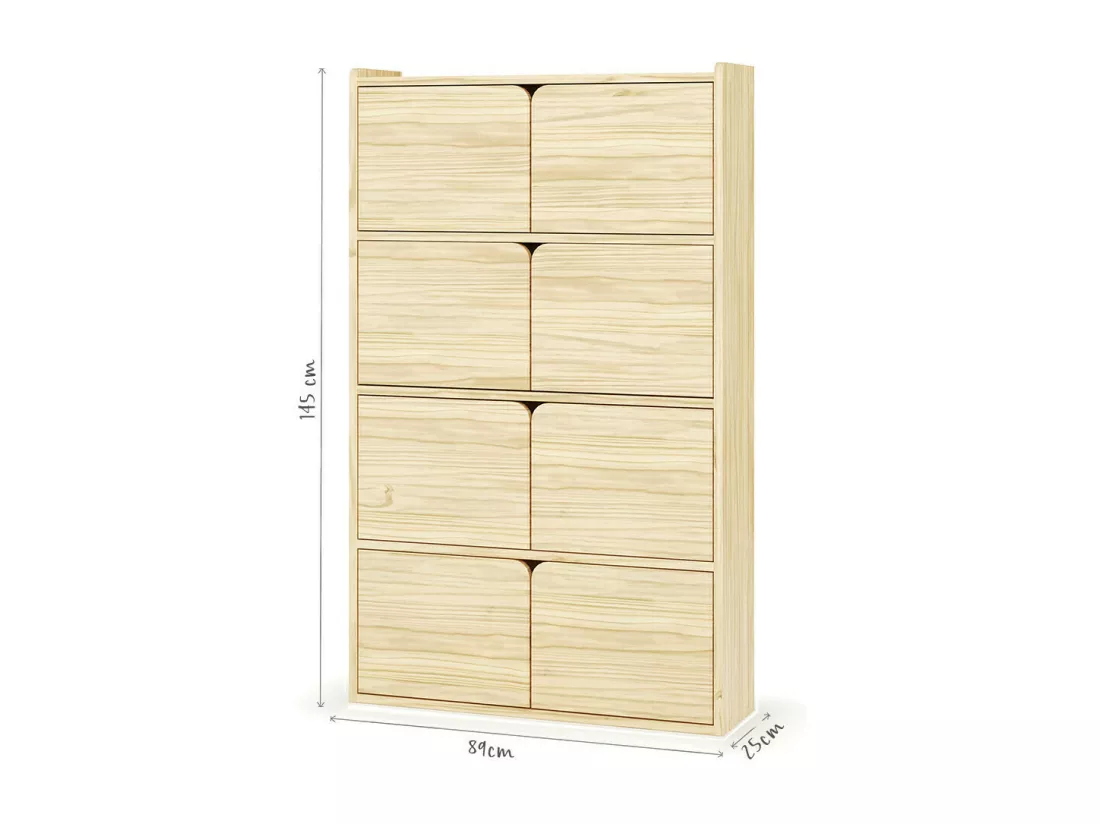 Bibliothèque étagère 8 portes bois massif bois SIDNEY