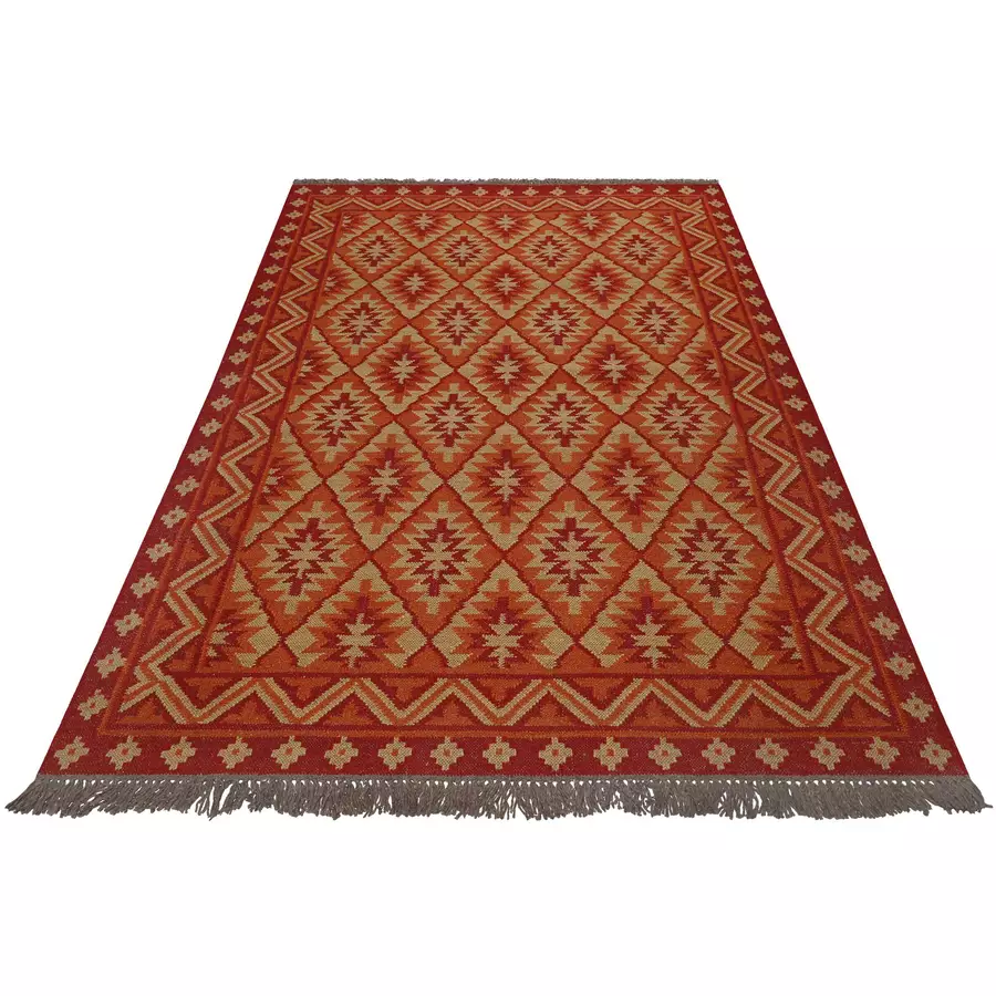 Green Looop Handweb-Teppich Clare rot